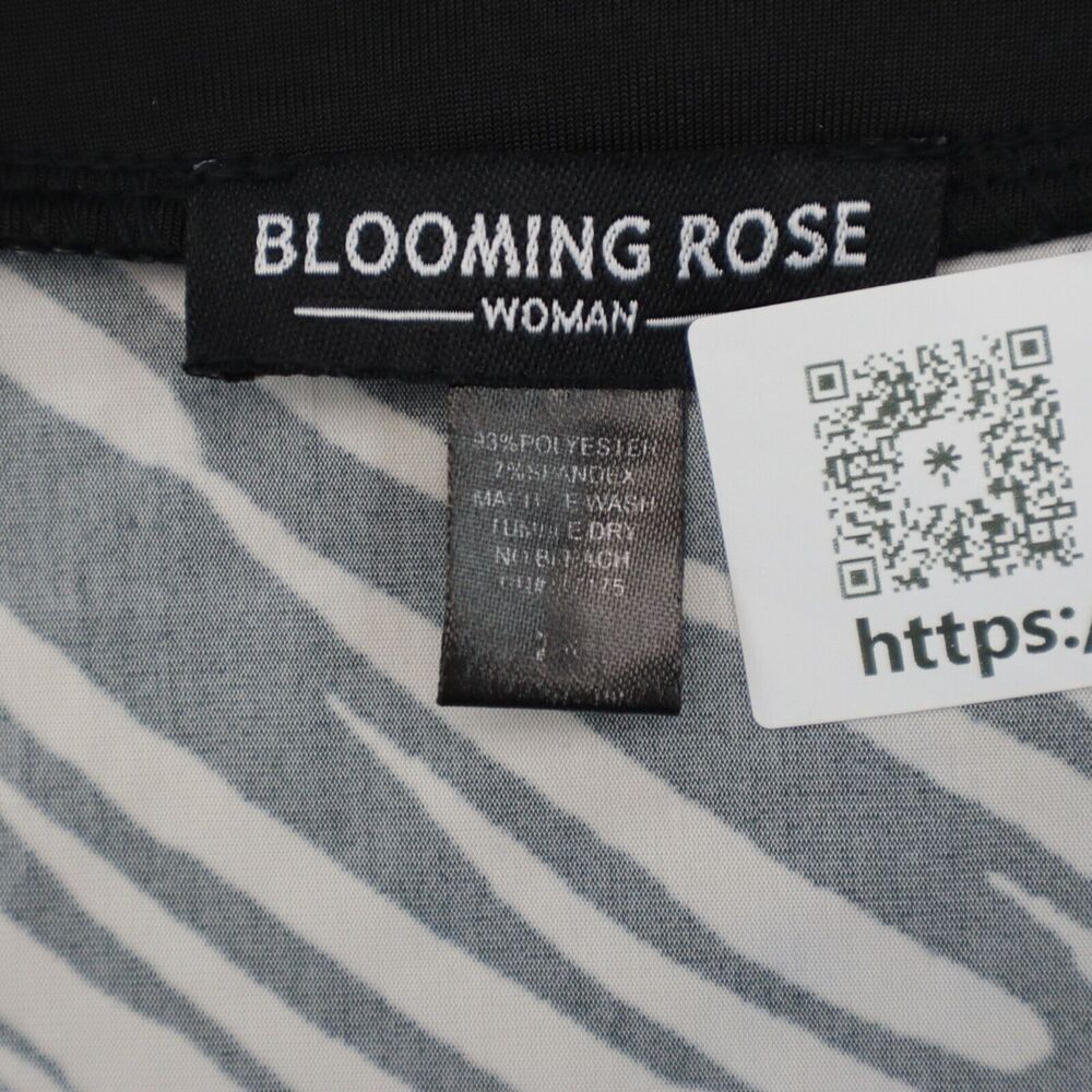 Blooming Rose Dress Womens XL Black White Casual Lightweight Short Sleeve Beaded - Picture 2 of 15